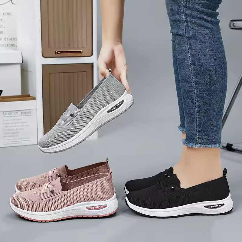 Casual Shallow Cotton Breathable Slip-On Chunky Sole Sneakers - Image 10