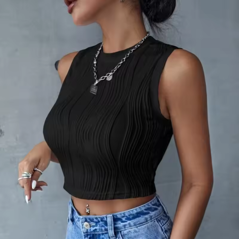 Casual Sleeveless Streetwear Rib Knit High Street Style Tank Top