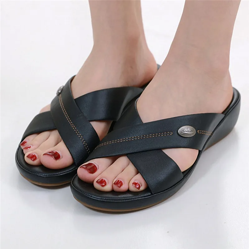 Casual Soft Soles Summer Bottom Large Size Wedges Slippers