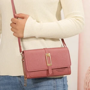 Casual Solid Flap Pocket Trendy and Retro PU Mobile Phone Shoulder Bag