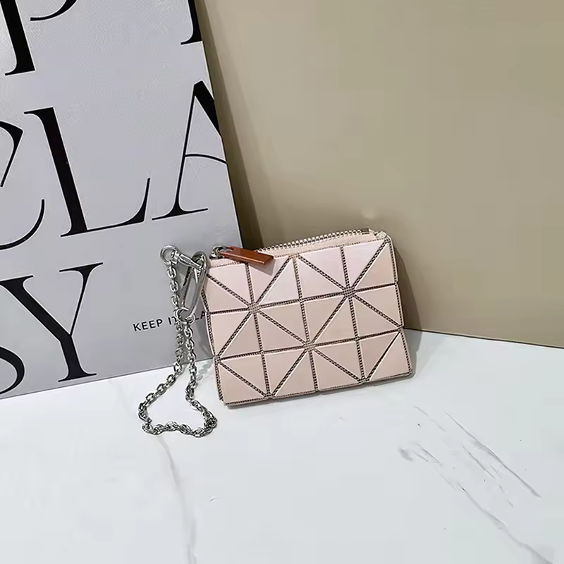 Elegant Solid Geometric Design Compact For Key Versatile Coin Card Storage Wallet