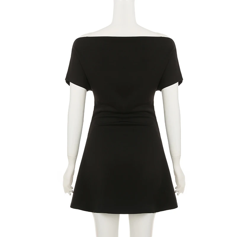 Casual Solid Skew Collar Pullover Regular Above Knee Dress - Image 3