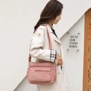 Casual Solid Waterproof Nylon Zipper Handbag Shoulder Crossbody Bag