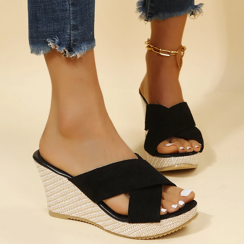 Casual Waterproof Platform Thick Sole Wedge High Heel Sandals - Image 3