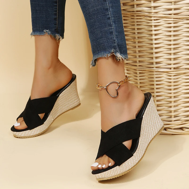 Casual Waterproof Platform Thick Sole Wedge High Heel Sandals - Image 2