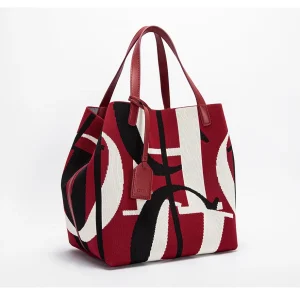 Classic Geometric Letter Cotton Retro Style Multi-coloured Large Capacity Bucket Handbags