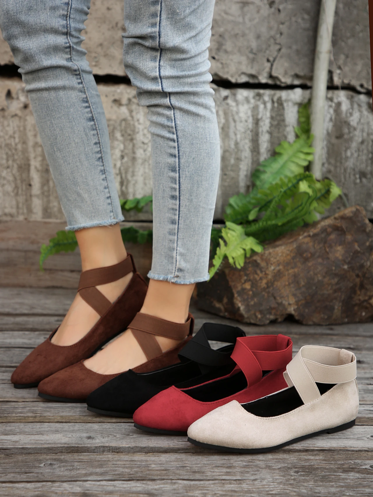 Classic Shallow Mouth Elastic Strap Flat Pointed Toe Flats Sandal - Image 12