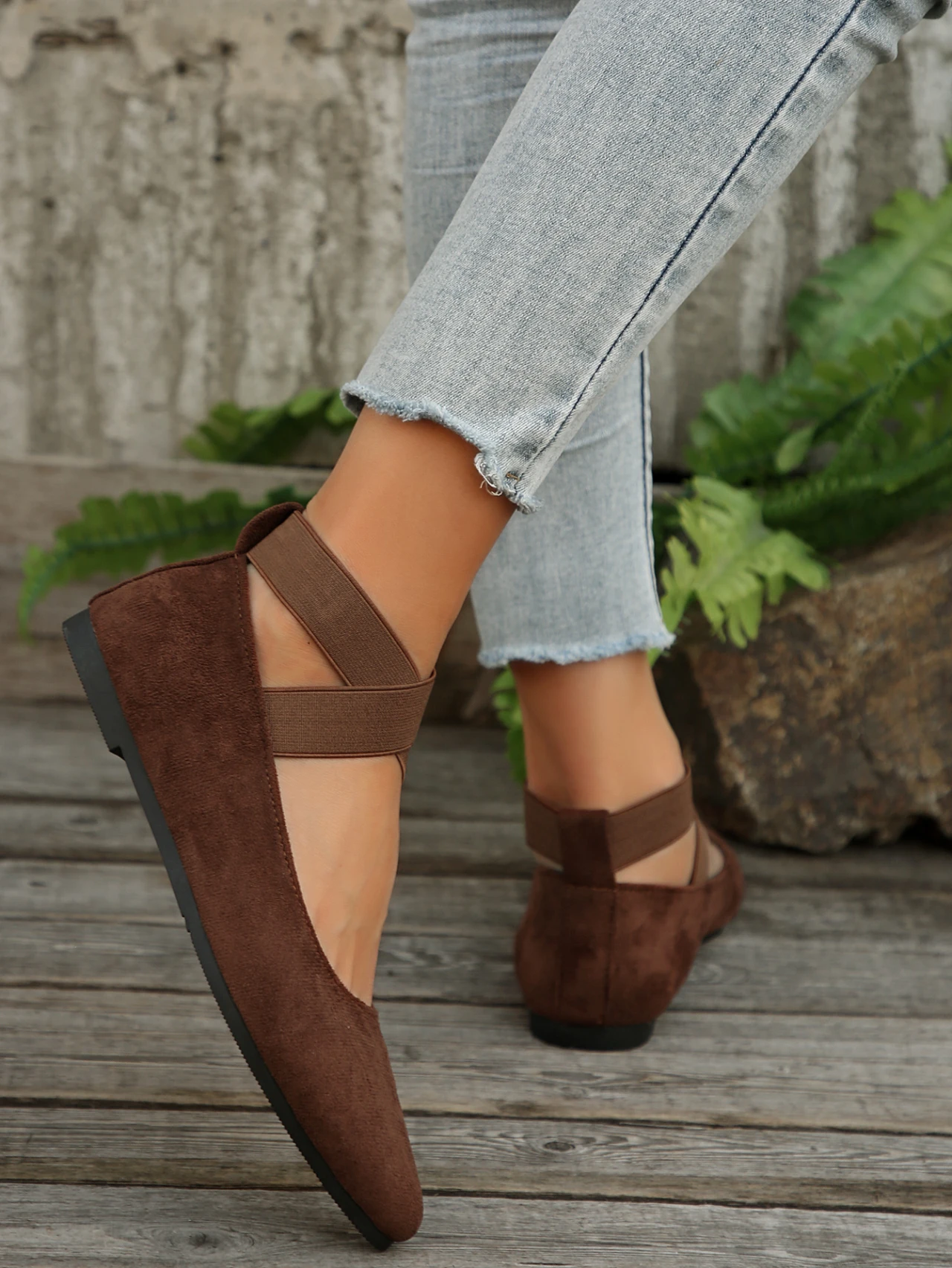 Classic Shallow Mouth Elastic Strap Flat Pointed Toe Flats Sandal - Image 3