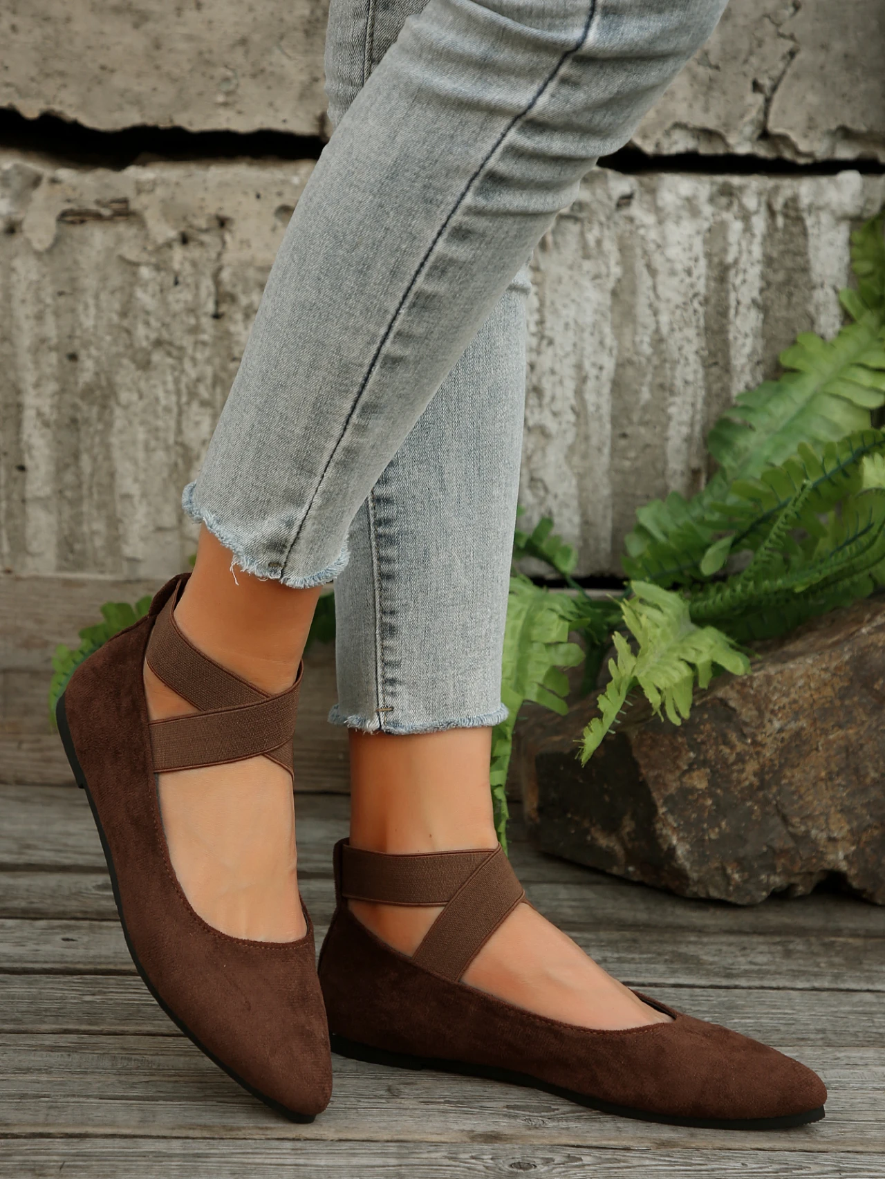 Classic Shallow Mouth Elastic Strap Flat Pointed Toe Flats Sandal - Image 4