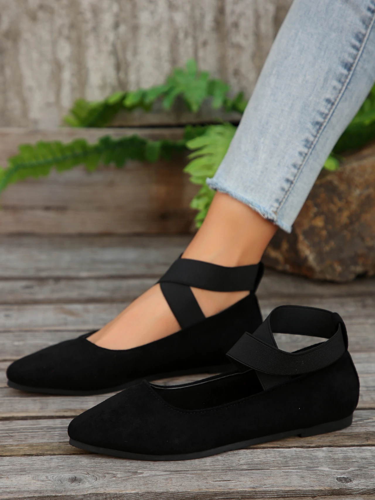 Classic Shallow Mouth Elastic Strap Flat Pointed Toe Flats Sandal - Image 10