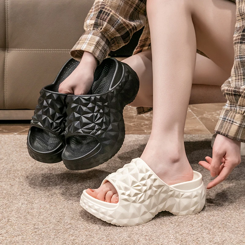 Comfort Soft Chunky Open Toe Non-slip Beach Style Thick Bottom Slides Slippers - Image 10