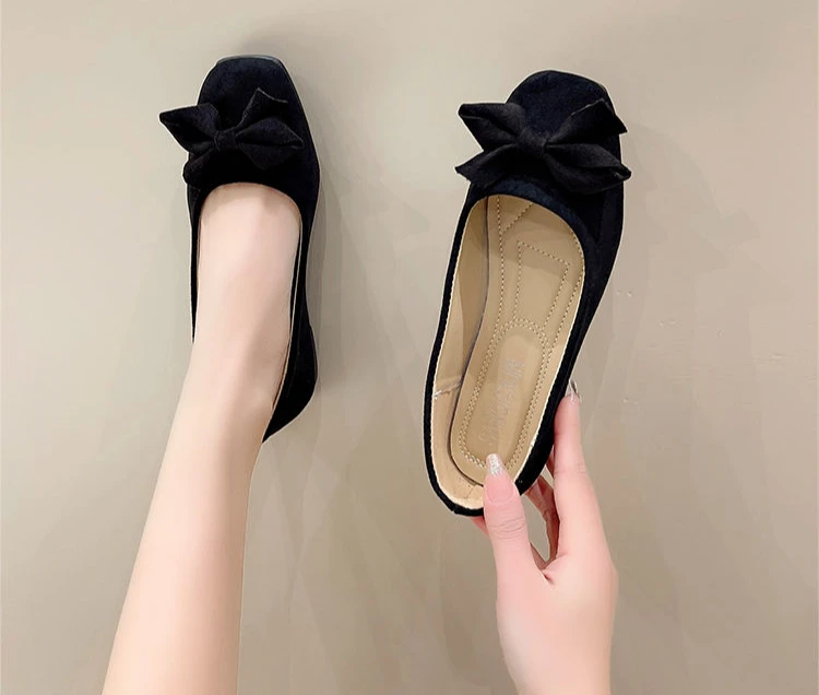 Comfortable Chic And Elegant With Bow Slip-on Square Toe Flat Loafers - Image 13
