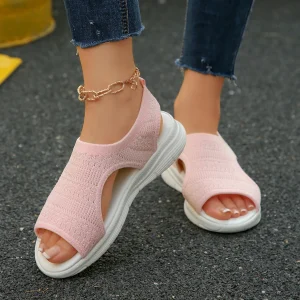 Comfortable Elastic Cloth Wedge Lightweight Walking Sandals