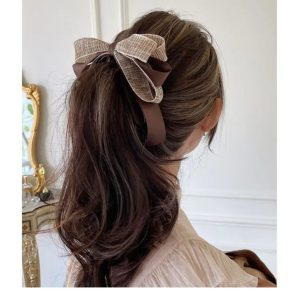 Elegant Bow Ponytail Headwear Hair Barrette Hairpin Vertical Hair Clip