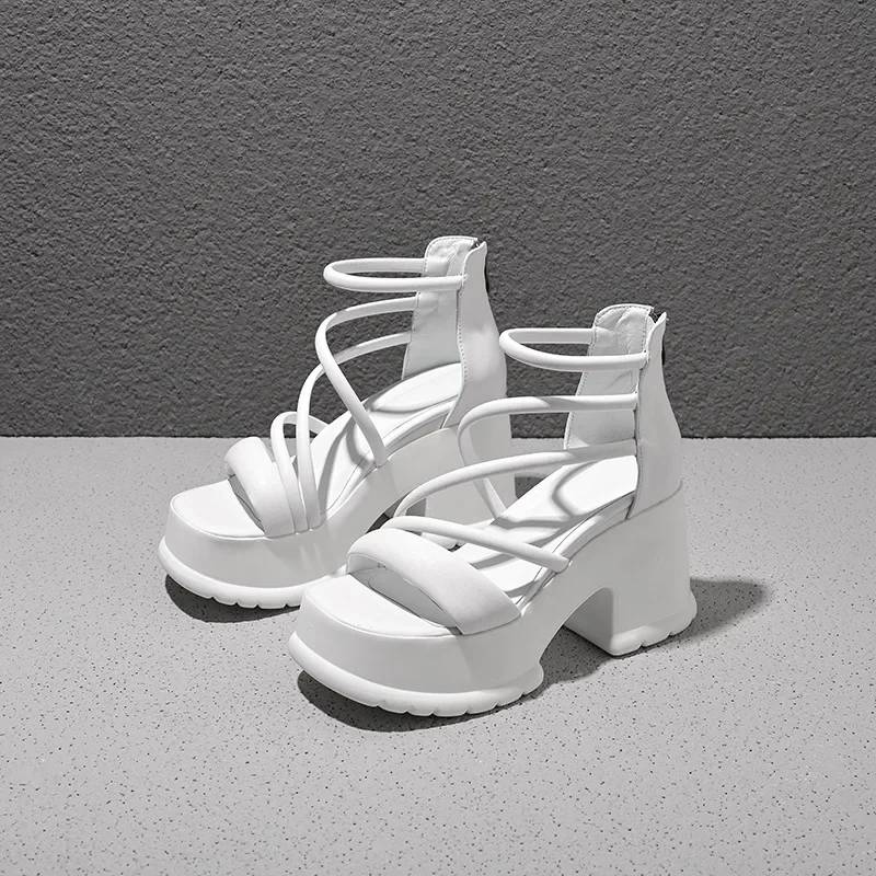 Elegant Buckle Slope Thin Band Sole Wedges High Heels Sandals - Image 8