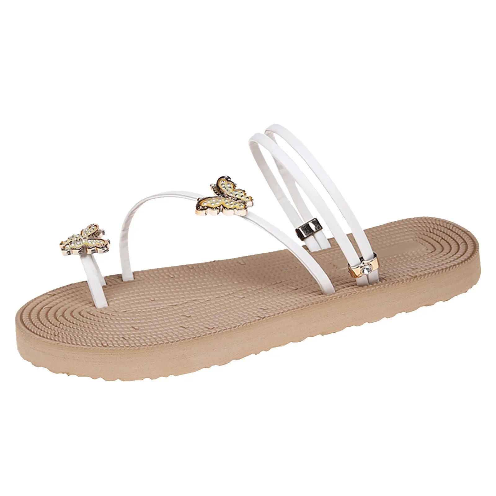 Formal Butterfly Artificial Leather Slip on Open Toe Flat Soft Sandal - Image 7