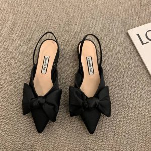 Classic Butterfly-knot Pointed Straps Low Heels Sandals