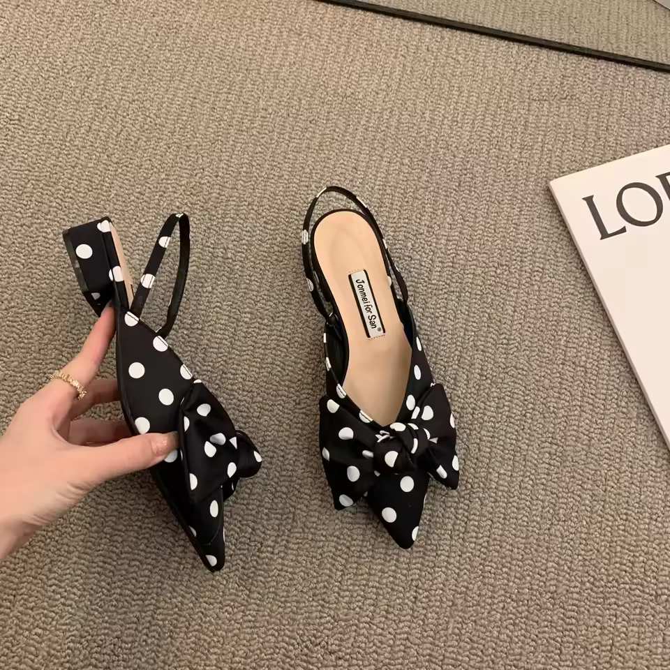 Elegant Butterfly-knot Pointed Straps Low Heels Sandals
