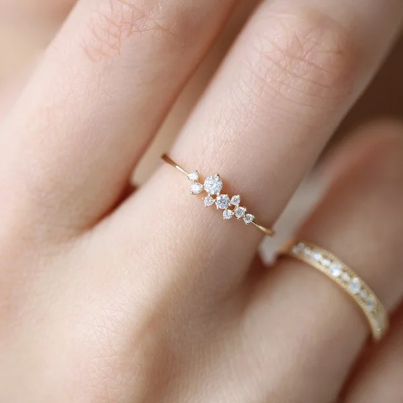 Elegant Dainty Rings Shiny Zircon Thin Finger Ring Accessories Jewelry - Image 2