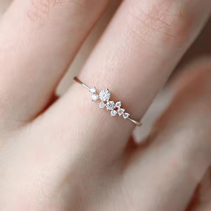 Elegant Dainty Rings Shiny Zircon Thin Finger Ring Accessories Jewelry - Image 3