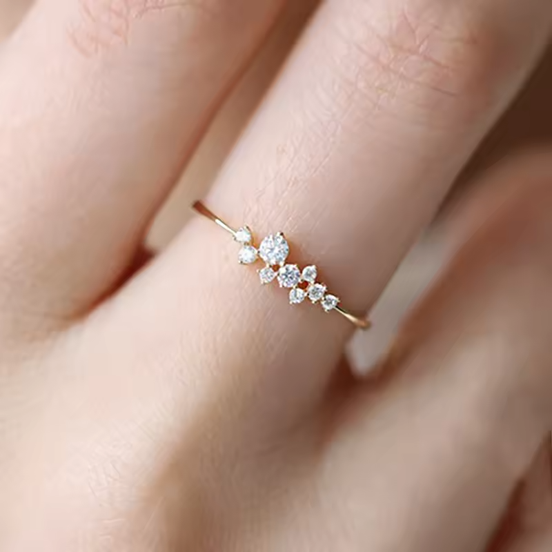 Elegant Dainty Rings Shiny Zircon Thin Finger Ring Accessories Jewelry