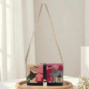 Casual Designer With Floral Letters Printed Lock High Quality PU Material Shoulder Bag