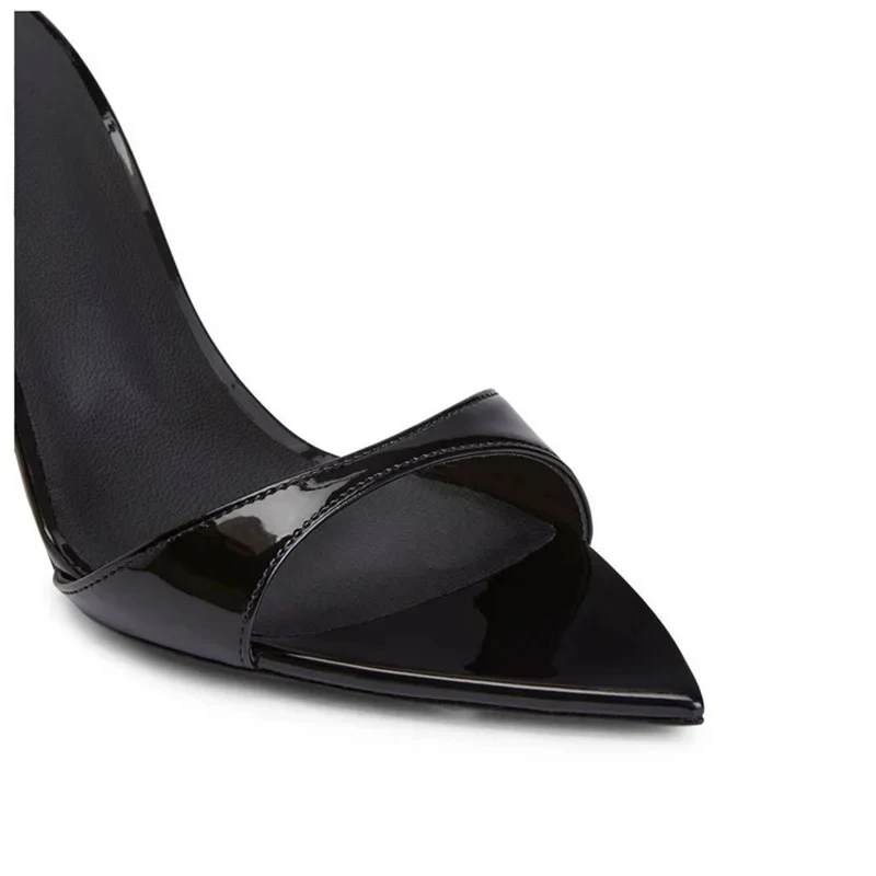 Elegant Office Style Pointed Stiletto Patent Leather Designer Mule High Heels Pumps - Image 4