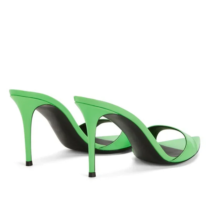 Elegant Office Style Pointed Stiletto Patent Leather Designer Mule High Heels Pumps - Image 15