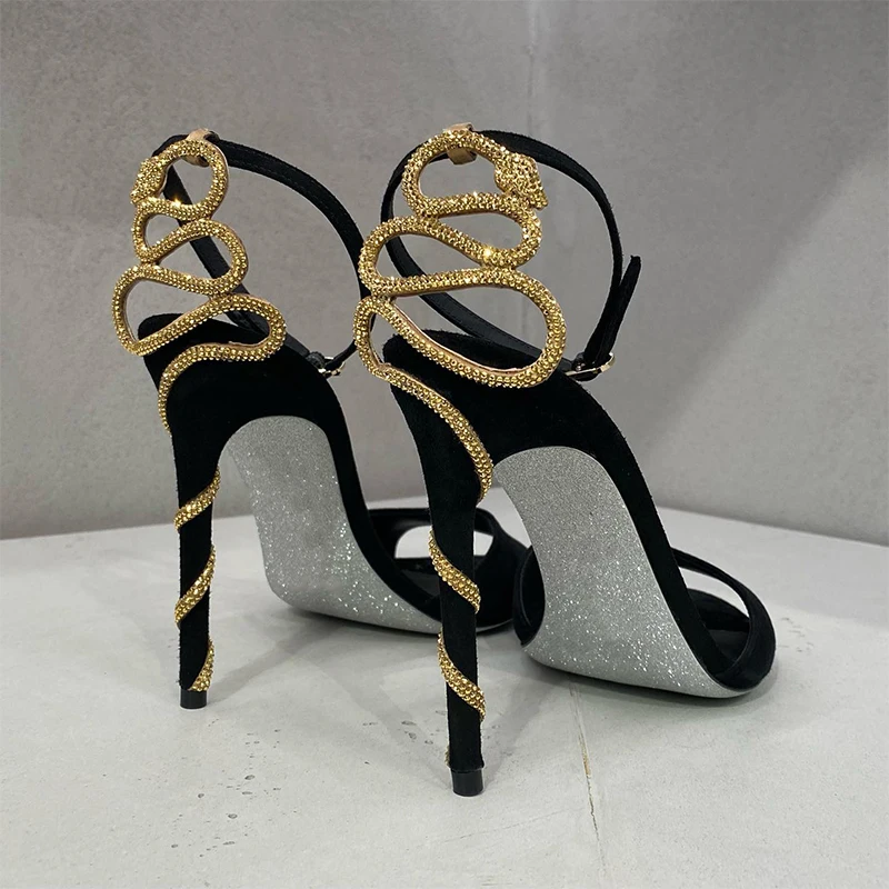 Elegant One Line with Open Toe Stiletto High Heels Sandals - Image 4