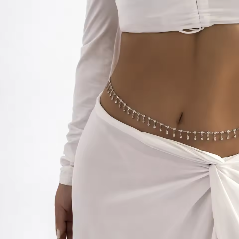 Elegant Rhinestone Fashion Crystal Belly Chain Accessory Tassel Chain - Image 2