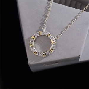 Elegant Simple Sparkling Round Pendant Clavicle Chain Necklace Jewelry