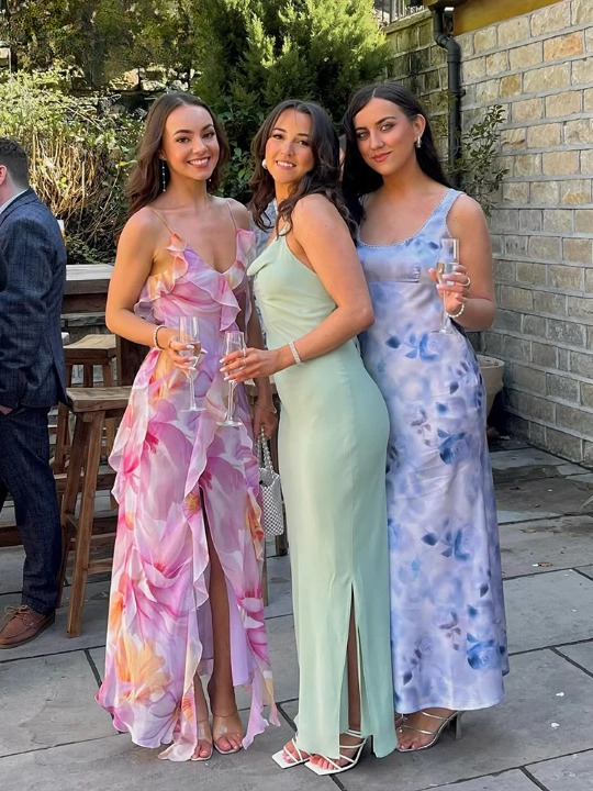 Elegant Strapless Splits Irregular Tassel Patchwork Backless Flower Print Dress - Image 4