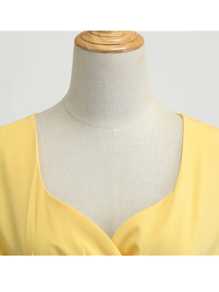 Elegant V Neck Vintage Robe Retro pin up Party Office Midi Dresses - Image 8