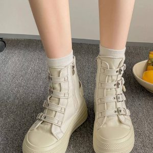 Elegant Zip Simplicity Design Buckle Strap High Heels Shoes