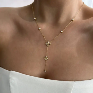 Fashion Retro Old Style Senior Four Leaf Clover Flower Pendant Jewelry Set