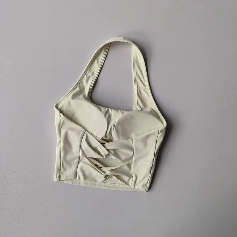 Halterneck Sports Bra with Detachable Chest Pad Cross Beautiful Back Yoga Underwear Tight Fitness Top - Image 6