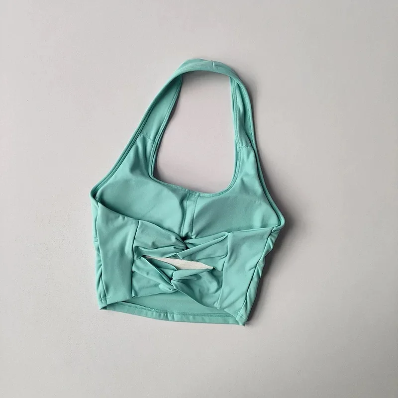 Halterneck Sports Bra with Detachable Chest Pad Cross Beautiful Back Yoga Underwear Tight Fitness Top - Image 8