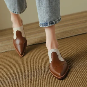 High-Quality Genuine Leather Cowhide Comfortable Simple Home Muller Shoes