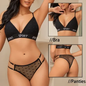 Lace Ultrathin Breathable Panties Deep V Bra Comfortable Underwear 2Pcs Transparent Lingerie Set