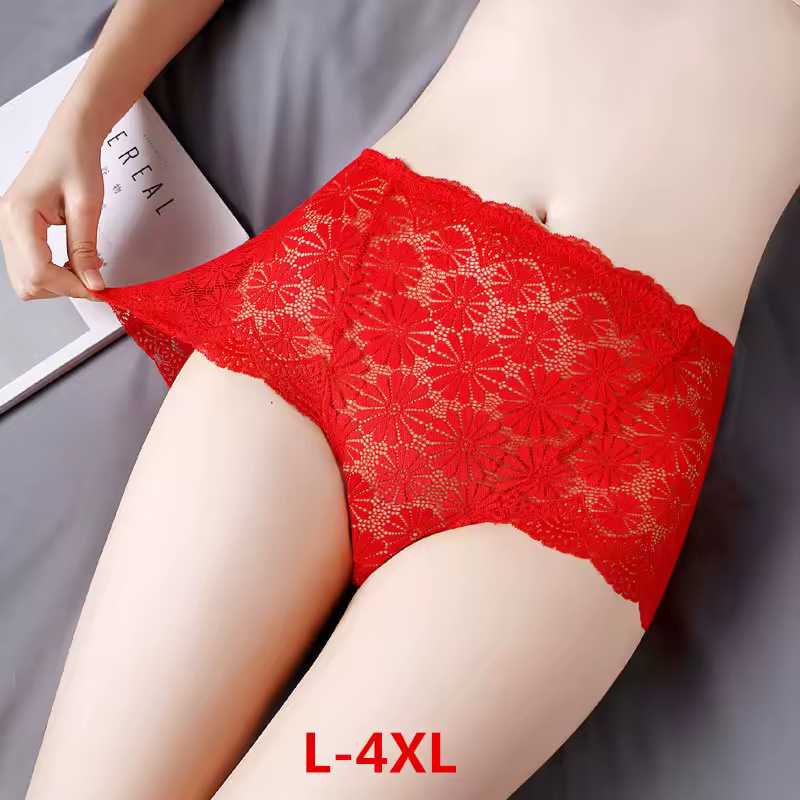 Lingerie High Waisted Hollowed Out lace Plus Size Panties