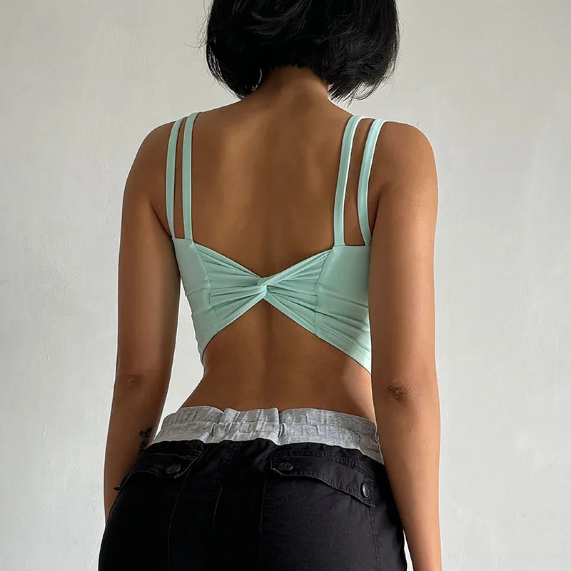 Lingerie Push Up Fixed Pad Back knotted Underwear Running Vest Gym Tops - Image 13