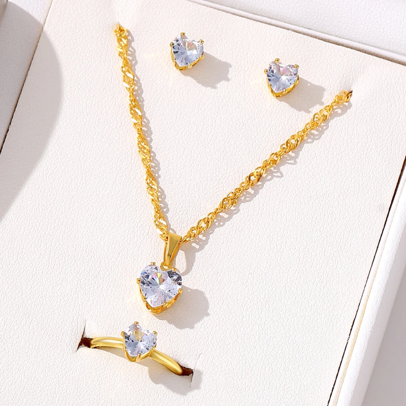 Luxurious Casual Fashion Suitable Rings Necklaces Earrings Jewelry Set