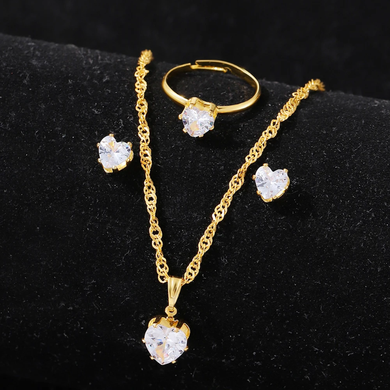 Luxurious Casual Fashion Suitable Rings Necklaces Earrings Jewelry Set - Image 4