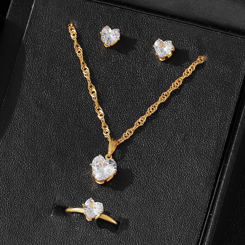 Luxurious Casual Fashion Suitable Rings Necklaces Earrings Jewelry Set - Image 3