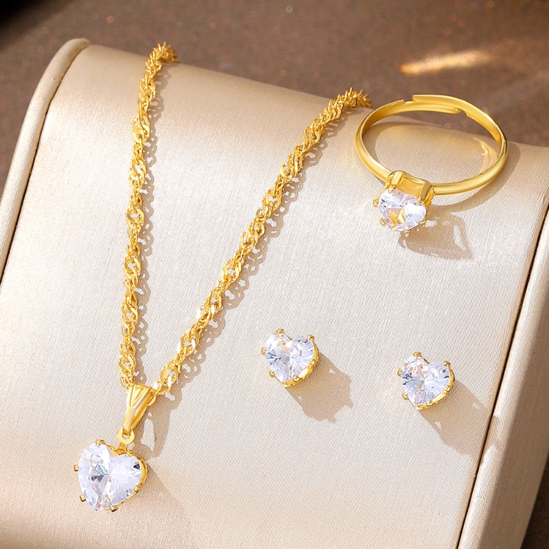 Luxurious Casual Fashion Suitable Rings Necklaces Earrings Jewelry Set - Image 2