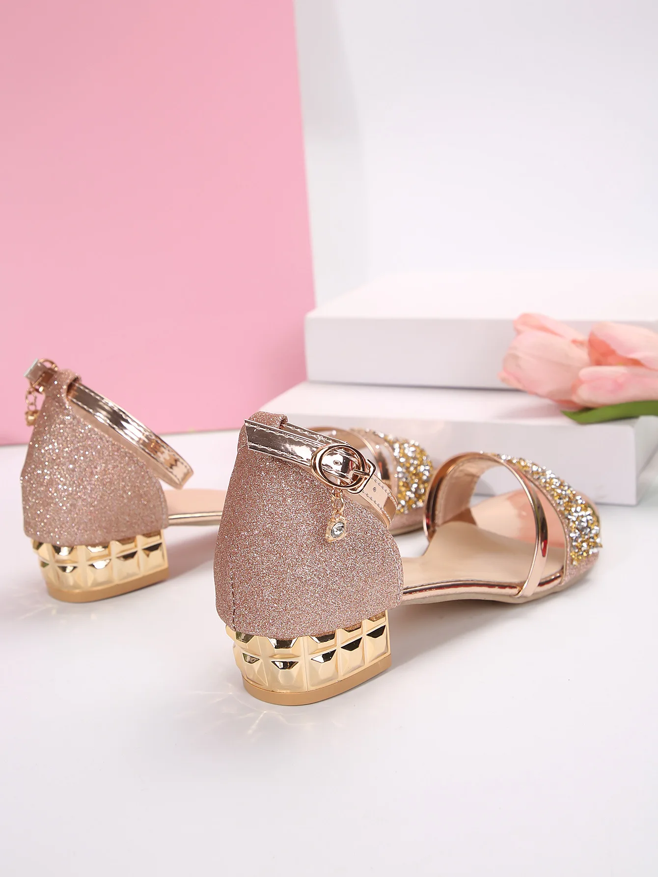 Luxury Buckle Strap Open Toe Square Cover Low Heel Sandals - Image 13