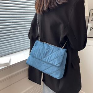 Luxury Denim Large Capacity Work Study Street Briefcase Tote Messenger Shoulder Bag