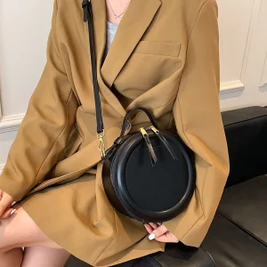 Luxury Designer Polyester High Quality Round Leather Crossbody Shoulder Bags