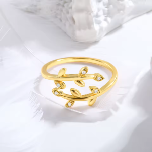 Luxury Fashion Exquisite Zircon Adjustable Leaves Jewelry Rings
