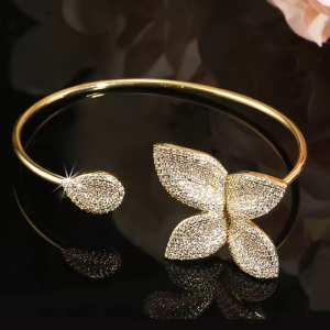 Luxury Fashion Leaves Cuff Vintage Bracelet Bangle Jewelry